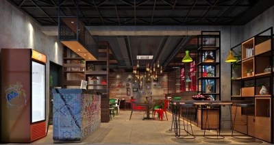 工业风餐厅3D模型下载